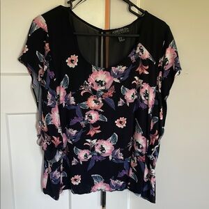Forever 21 Black Ruffled Cap Sleeve Blouse